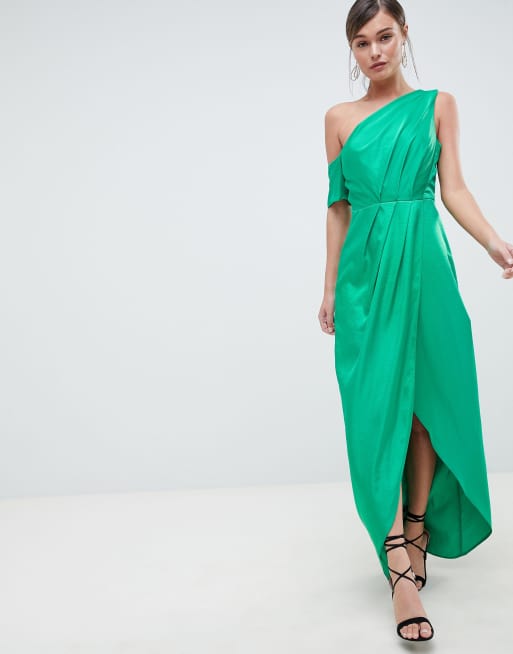 Asos one shoulder midi best sale dress in hammered satin