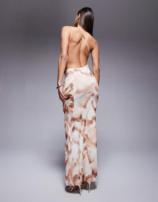 asos design one shoulder dress ASOS DESIGN one shoulder fold-over maxi dress in soft pink