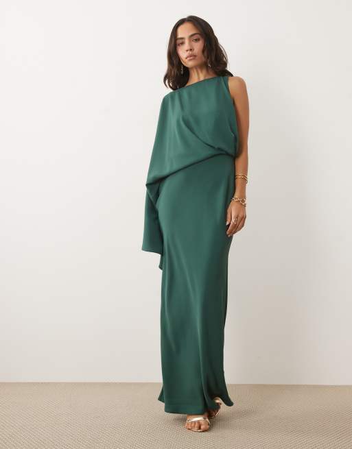 ASOS DESIGN One-Shoulder-Maxikleid mit Drapierung am Rücken in Petrol, 3 von 4