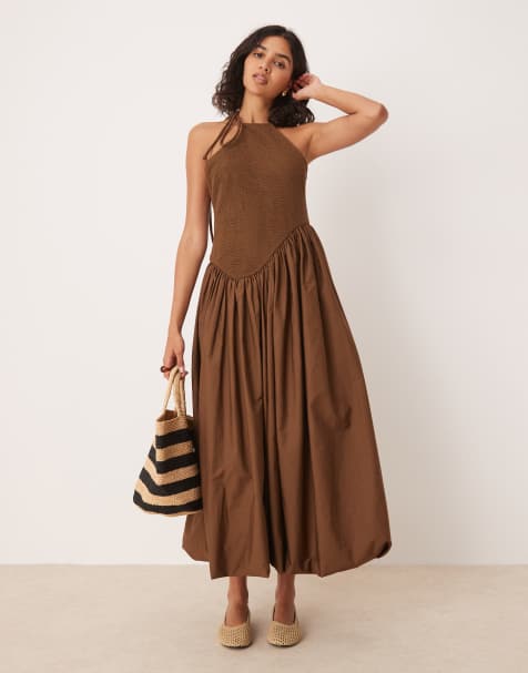 ASOS DESIGN one shoulder mesh bodice bubble hem midi dress - view 1