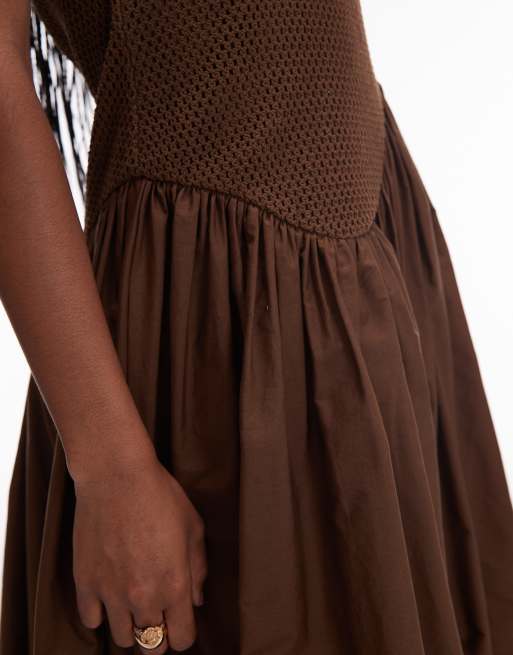 ASOS DESIGN one shoulder mesh bodice bubble hem midi dress