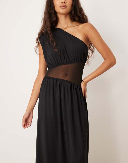 chiffon bridesmaid dress Flower One Shoulder Ruched Maxi Color:Printed Cream Black Lace Maternity Maxi End of Year Sale