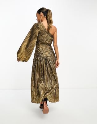 ワンピース Golden  Dresses Look 13 One Sleeve Belted Mini Dress Gold Shimmer | Official