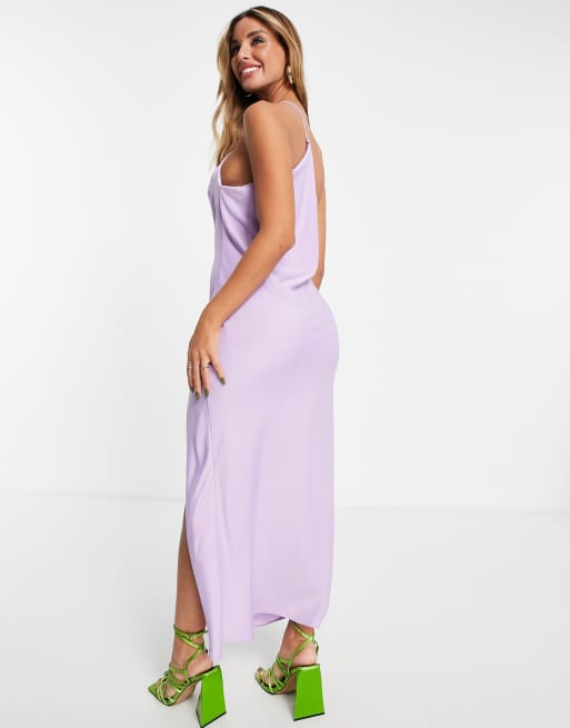 ASOS DESIGN one shoulder midaxi dress in satin with drape back in