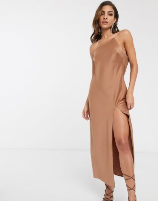 one shoulder dress satin