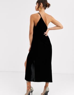 asos design one shoulder sparkle velvet maxi dress