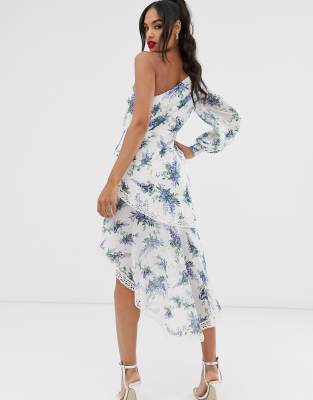 asos blue floral midi dress