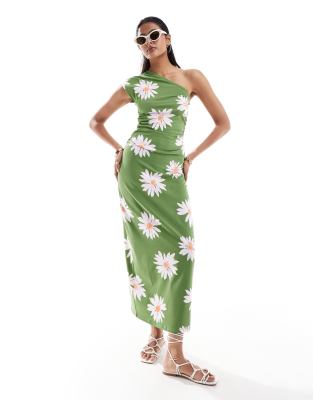 Shop ASOS DESIGN one shoulder midi t shirt dress in floral print Online – Trendy & Affordable Fashion