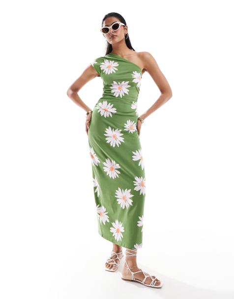 ASOS DESIGN one shoulder midi t-shirt dress in floral print  - view 1