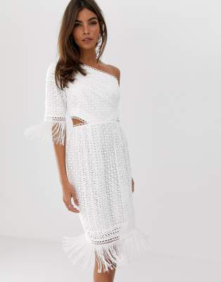 asos white fringe dress