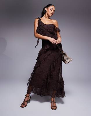 Topshop drape neck maxi dress in red rose