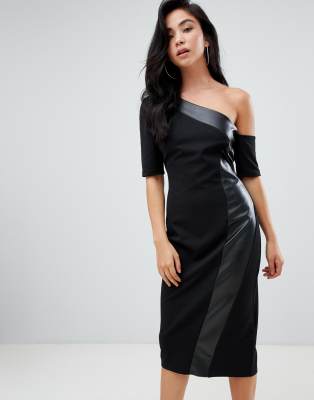 one shoulder pencil dress