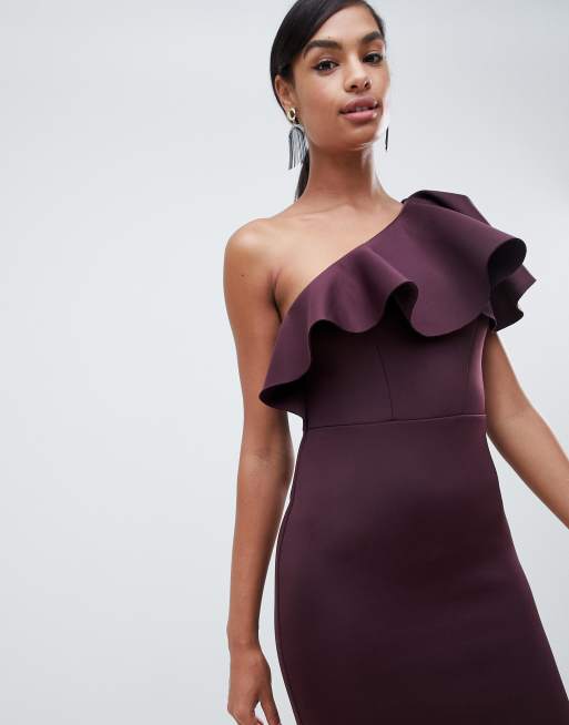 Asos design one shoulder pephem midi bodycon on sale dress