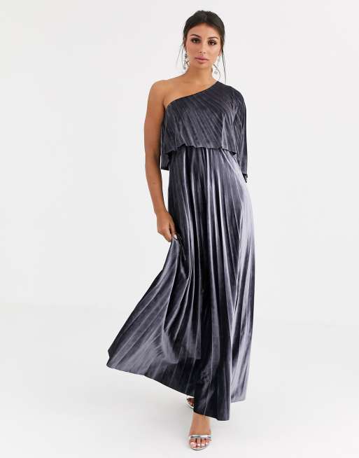 Asos design one shoulder pleated crop 2025 top maxi dress