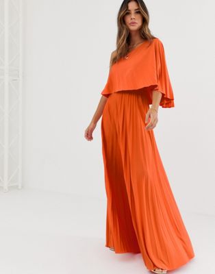 orange one shoulder dress