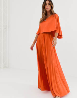 orange pleated dress