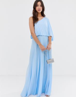 asos design one shoulder pleated crop top maxi dress