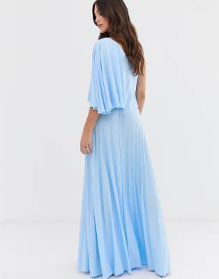 asos design one shoulder pleated crop top maxi dress