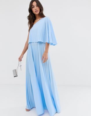 asos design one shoulder pleated crop top maxi dress