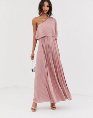 one shoulder pleated dress