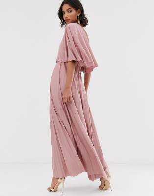 asos design one shoulder pleated crop top maxi dress