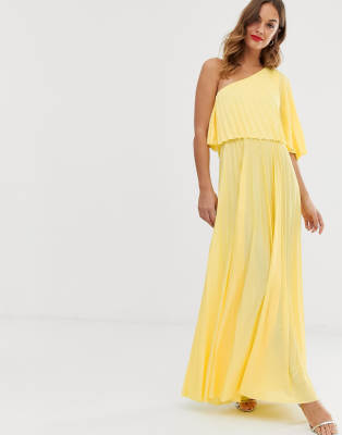 asos design one shoulder pleated crop top maxi dress