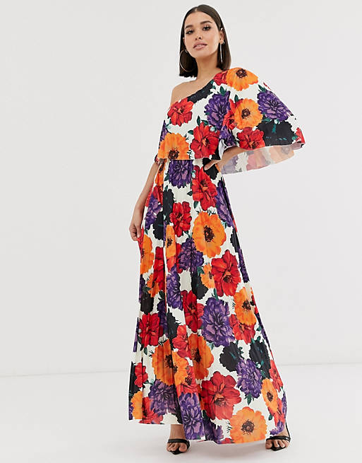 ASOS DESIGN one shoulder pleated crop top maxi dress | ASOS