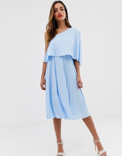 ASOS DESIGN one shoulder pleated crop top midi dress | ASOS