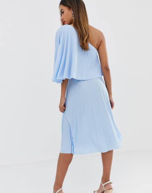 ASOS DESIGN one shoulder pleated crop top midi dress ASOS