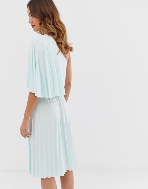 ASOS DESIGN one shoulder pleated crop top midi dress