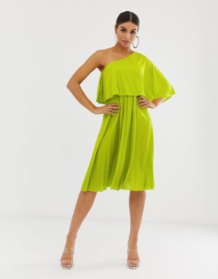 asos green one shoulder dress