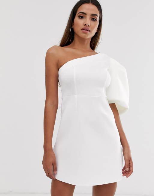 Asos white shop one shoulder dress