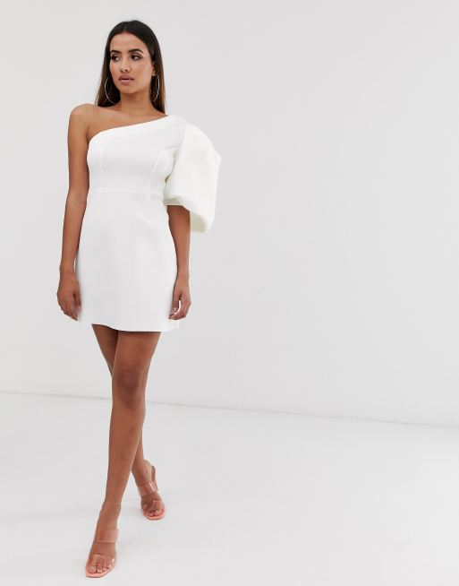 One shoulder puff dress sale