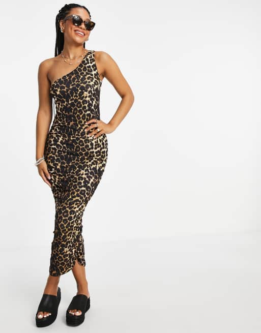 One shoulder sale leopard dress