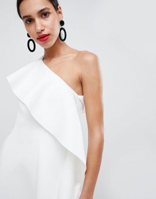 ivory one shoulder dress