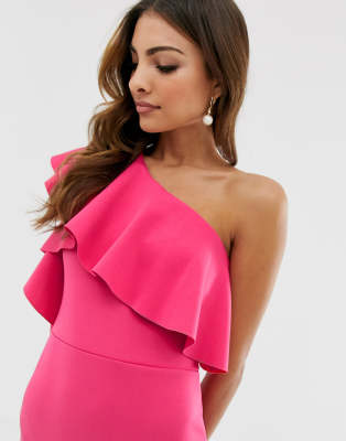 asos pink ruffle dress