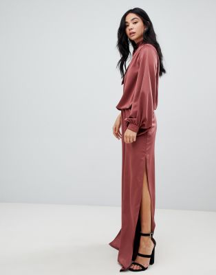 satin jumpsuit with sleeves