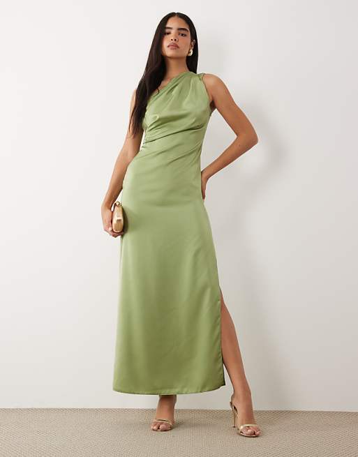 green satin dress asos Design - Scoop Neck Maxi - Women - Polyester - 2 US making it a versatile choice for your next event ASOS Satin High Neck Pleated