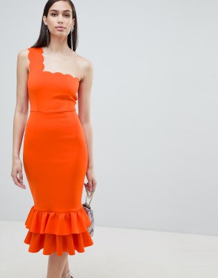 asos orange midi dress