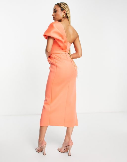 Absolute Edge Coral Sleeveless Two-Piece Bodycon Midi Dress