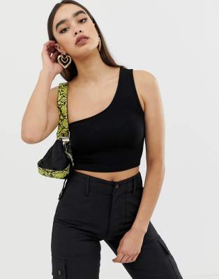 asos black one shoulder top