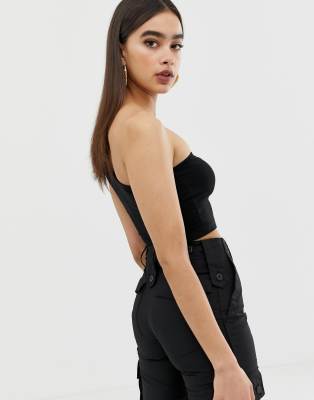 asos black one shoulder top