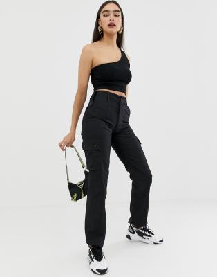 asos black one shoulder top