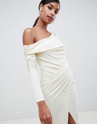 one shoulder slinky maxi dress