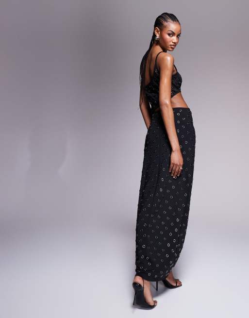 studded one shoulder dress Rhinestone Studded One Shoulder High Slit Gown  Couture Candy