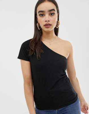 asos black one shoulder top