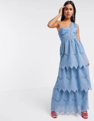 tiered lace maxi dress