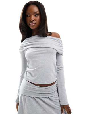 ASOS DESIGN one shoulder top co ord in grey marl φωτογραφία