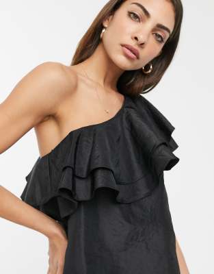 asos black one shoulder top