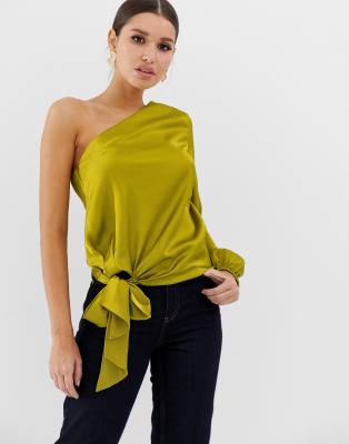satin one shoulder top